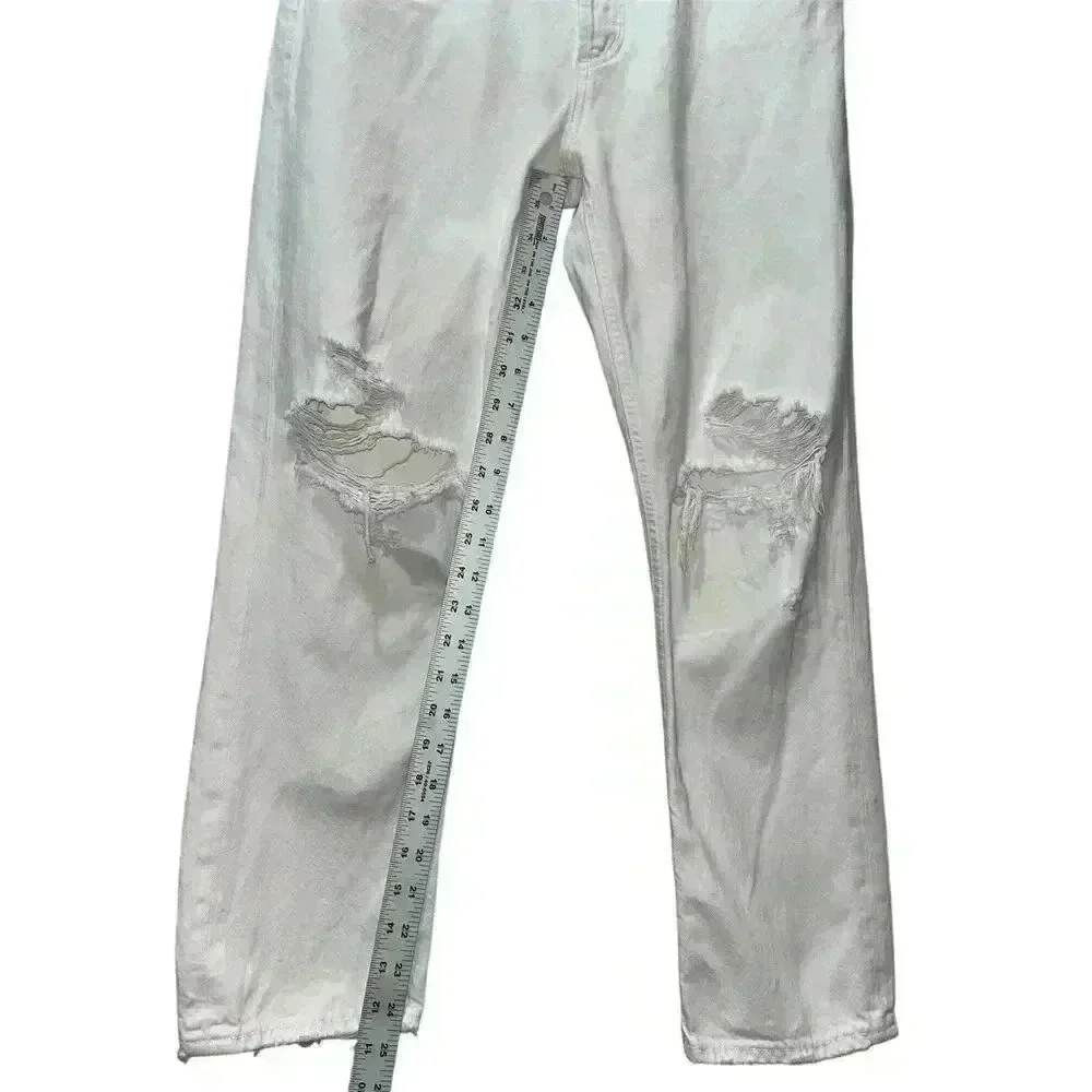 Agolde Riley High Rise Straight Crop White Veil 100% Cotton Jeans Size 28